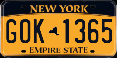 NY license plate GOK1365
