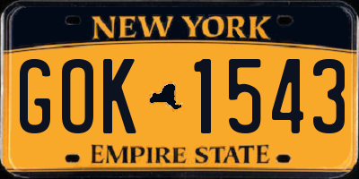 NY license plate GOK1543
