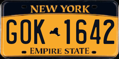 NY license plate GOK1642