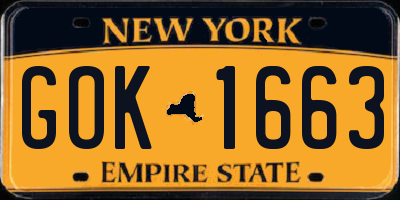 NY license plate GOK1663