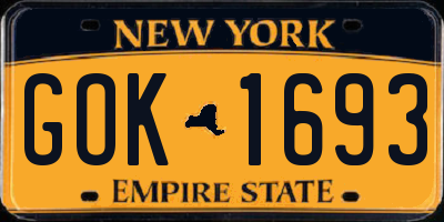 NY license plate GOK1693