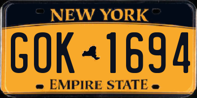 NY license plate GOK1694