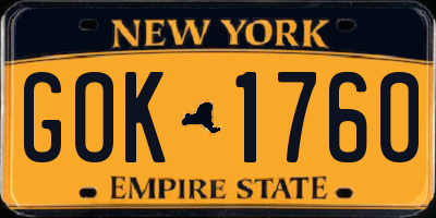 NY license plate GOK1760