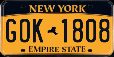 NY license plate GOK1808