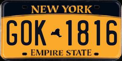 NY license plate GOK1816