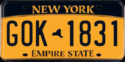 NY license plate GOK1831