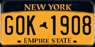 NY license plate GOK1908