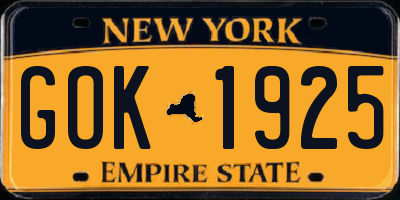 NY license plate GOK1925