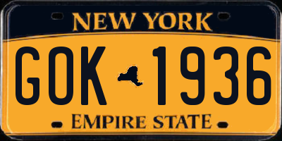 NY license plate GOK1936