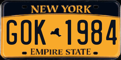 NY license plate GOK1984