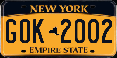 NY license plate GOK2002