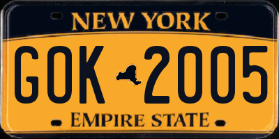 NY license plate GOK2005