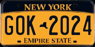 NY license plate GOK2024
