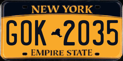 NY license plate GOK2035