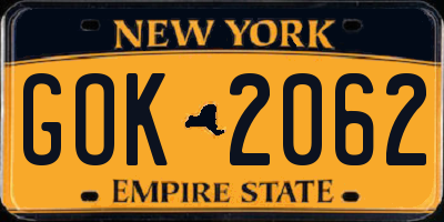 NY license plate GOK2062