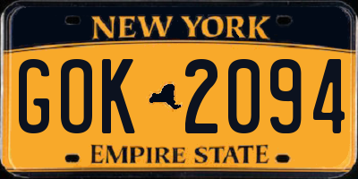 NY license plate GOK2094