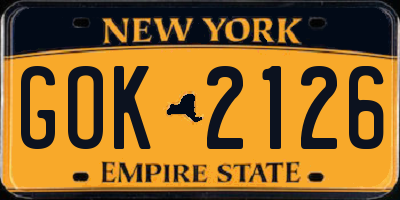 NY license plate GOK2126