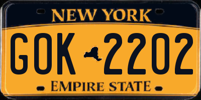 NY license plate GOK2202