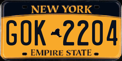 NY license plate GOK2204