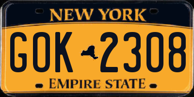 NY license plate GOK2308