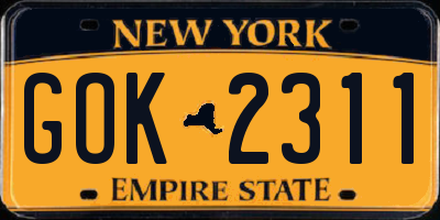NY license plate GOK2311