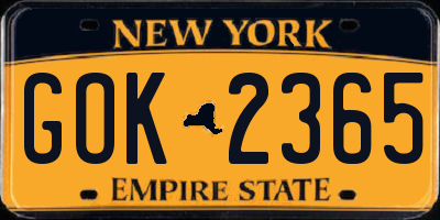 NY license plate GOK2365