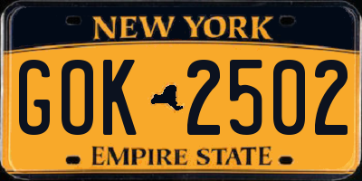 NY license plate GOK2502
