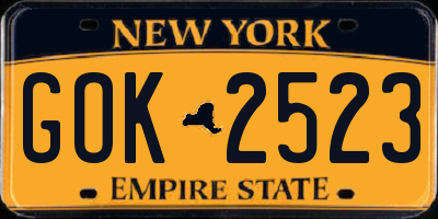 NY license plate GOK2523