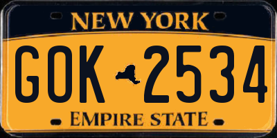 NY license plate GOK2534
