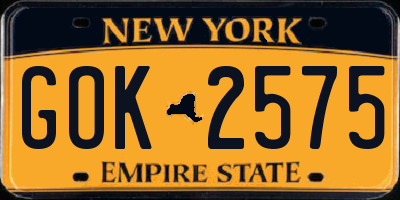 NY license plate GOK2575