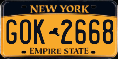 NY license plate GOK2668