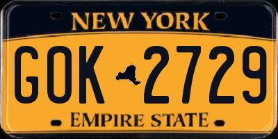 NY license plate GOK2729