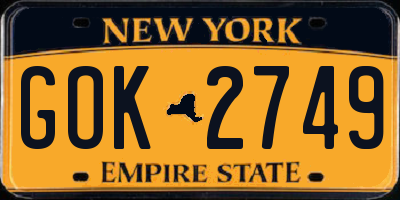 NY license plate GOK2749
