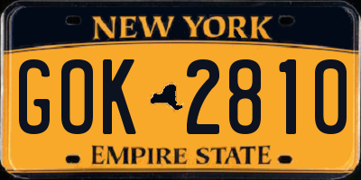 NY license plate GOK2810