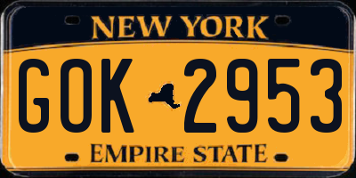 NY license plate GOK2953