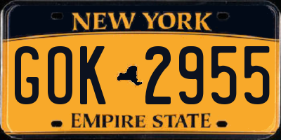 NY license plate GOK2955