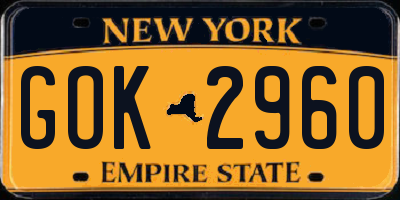 NY license plate GOK2960
