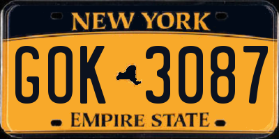 NY license plate GOK3087