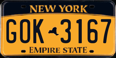 NY license plate GOK3167