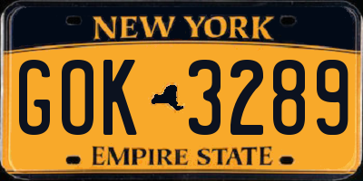 NY license plate GOK3289