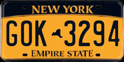 NY license plate GOK3294