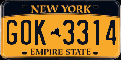 NY license plate GOK3314