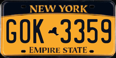 NY license plate GOK3359