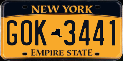 NY license plate GOK3441