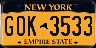 NY license plate GOK3533