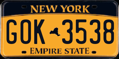 NY license plate GOK3538