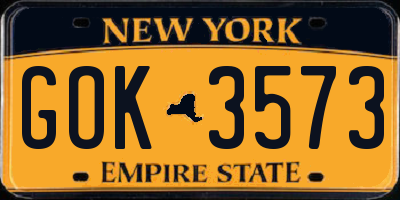 NY license plate GOK3573