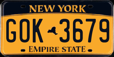 NY license plate GOK3679