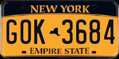 NY license plate GOK3684