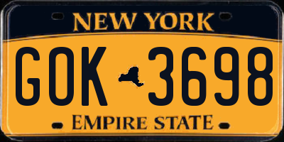 NY license plate GOK3698